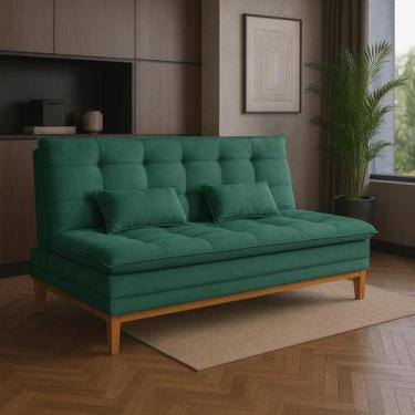 Imagem de Sofá Cama Casal 2 Lugares Reclinável Melim Suede Para Sala de Estar Ca