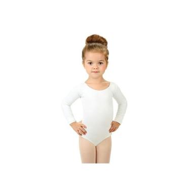 Imagem de Collant de balé El Trece, uniformes brancos para meninas, manga compri