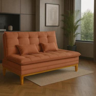 Imagem de Sofá Cama Casal 2 Lugares Reclinável Melim Suede Para Sala de Estar Ca