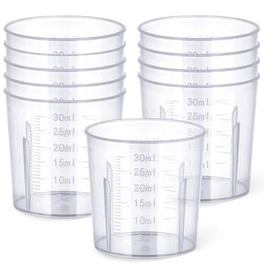 Imagem de Gartful Copos de medição de plástico de 30 ml, mini ferramentas de mistura precisas de 28 g para joias de resina, arte de unhas, óleos essenciais, cola, tinta, manchas, 10 pacotes