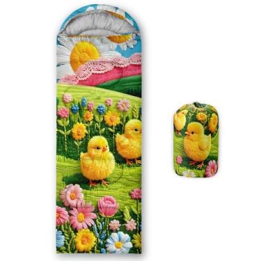 Imagem de lneffble Saco de dormir infantil floral estilo pastoral rural, adequado para crianças, meninos e meninas, adolescentes, portátil, impermeável, compacto e leve, ótimo para acampamento ao ar livre