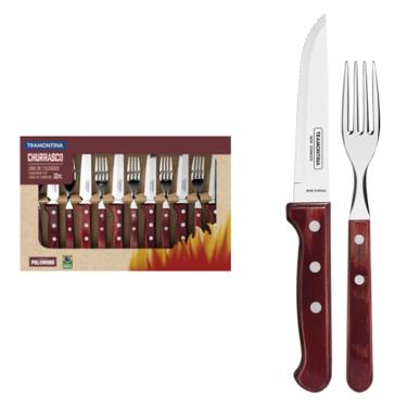Imagem de Tramontina Jogo 12 Peças Churrasco Inox Polywood Vermelho