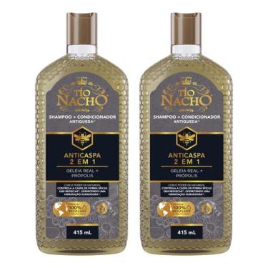Imagem de Kit 2 Shampoo 2 em 1 Anticaspa Geleia Real 415mL - Tio Nacho