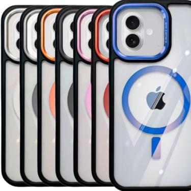 Imagem de Capa iPhone 16 Capinha Magnética Case Celular Proteção Câmera Acrílico Anti Amarelamento