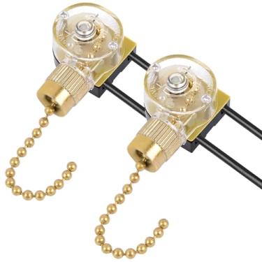 Imagem de Interruptor ZE-109 para ventoinhas de controle de corrente ZE-109, interruptor de ventilador de teto com velocidade liga/desliga de 2 fios para ventiladores de teto e iluminação (pacote com 2, latão)