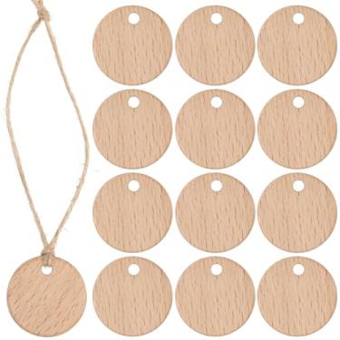 Imagem de Etiquetas de madeira feitas à mão para garrafas, etiquetas de presente, em branco, multifuncional, sólido, faça você mesmo, etiquetas de madeira inacabada com barbante de juta para armazenamento de