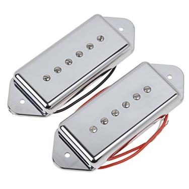 Imagem de 1 conjunto P90 Soapbar estilo orelha de cachorro captador de guitarra bobina única ponte e pescoço captadores para guitarra elétrica Les Paul SG ETC peças de reposição (prata)