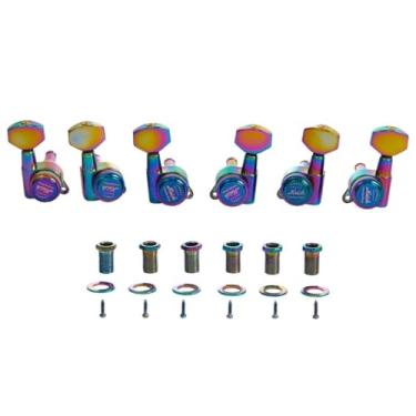 Imagem de KAISH Afinadores de bloqueio 3L3R 18:1 afinadores de afinação de guitarra com mini botões contemporâneos para guitarras ST/TL/LP/SG cromado queimado