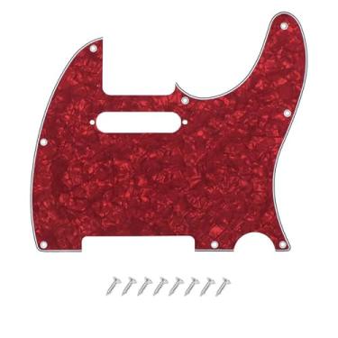 Imagem de DIAO79NI Placa de risco Tele Pickguard de 8 furos para guitarra elétrica de estilo moderno Fender EUA/Mexican Fender American Standard Telecaster, Red Pearl, 4ply.