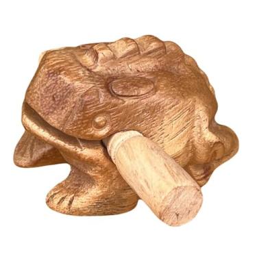 Imagem de Instrumentos de percussão Guiros de cor natural de 6 cm sapo de madeira, sapo de madeira, instrumento musical decoração de casa decoração artesanal (cor natural de 6 cm)