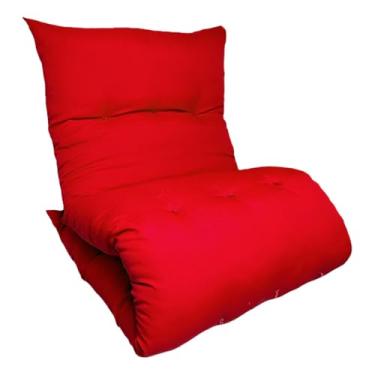 Imagem de Colchões de Futon Colchão Solteiro Dobrável Enrolável Decorativo Almofada Cores Macio Acampamento(Vermelho)