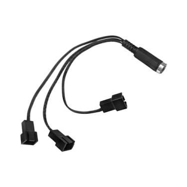 Imagem de coolerguys Conector cilíndrico (2,1 mm x 5,5 mm) fêmea para adaptador de ventilador de 3 pinos único/duplo/triplo 19 cm (três ventiladores)