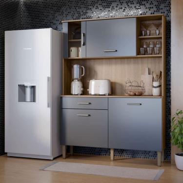 Imagem de Armário De Cozinha Moderna Verona 1200 Compacto E Funcional Damasco Grafite