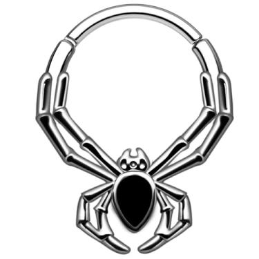 Imagem de CHARMONLINE Anel de segmento de morcego aranha 16G gótico Halloween argola de nariz 316L aço inoxidável Daith brincos argola articulada clicker hélice orelha piercing tragus concha piercing joia