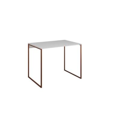 Imagem de 80x46cm desktop madeira base ferro modelo industrial(COBRE/BRANCO)