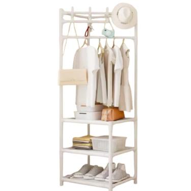 Imagem de Arara Portátil de Roupas Dobrável, Organizador de Canto com Cabides, Branco