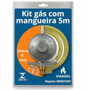 Imagem de Kit Registro Regulador Gás Cozinha Residencial Para Botijão 13kg Com Mangueira 5 metros