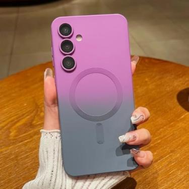 Imagem de Capa macia gradiente para Samsung Galaxy S25 Ultra A55 A56 A36 A35 S24 S23 S22 S21 S20 Plus Fe Note20 capa magnética (para Galaxy A14 4G/cinza roxo)