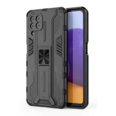 Imagem de SORAKA Capa para Samsung Galaxy A22 4G com suporte Capa de proteção resistente para Samsung Galaxy A22 4G Capa com placa de metal para suporte magnético para carro Capa Silm Fit