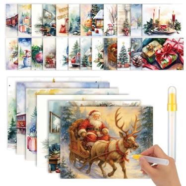 Imagem de Yexiya Pacote com 24 atividades de Natal para pacientes com demência reutilizável, kits de atividades para idosos com demência com idosos, conjunto de artesanato de rabiscos de água de Natal para