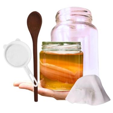 Imagem de Kombucha Tradicional + Tampa Voal + Colher De Pau e Frasco 500ml
