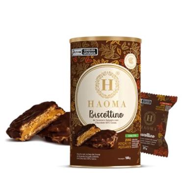 Imagem de Haoma Biscottino 56% Cacau, Zero Lactose, Zero Açúcar, Com Whey Protein e Colágeno, 8 Unidades de 21g, Recheio de Caramelo Salgado