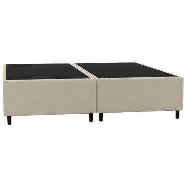 Imagem de Base Box Casal Bipartido Bege 138x188 Suede - RR COLCHOES