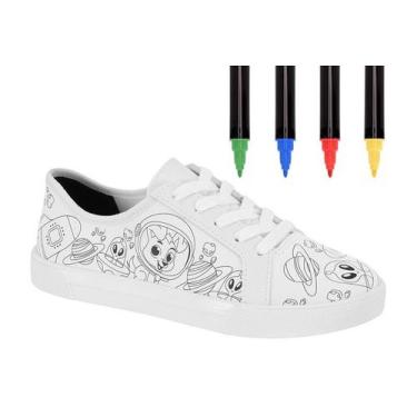 Imagem de Tenis Molekinho Para Colorir Com Canetinhas, Branco, 31