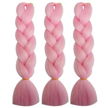 Imagem de Extensões de cabelo Herina Pink 3 peças de cabelo trançado rosa claro