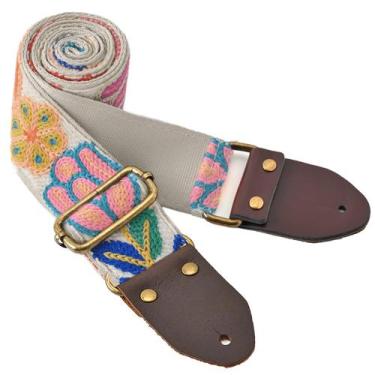 Imagem de Pulseira de guitarra SHEING Crochet Flower com pontas de couro de 5 cm