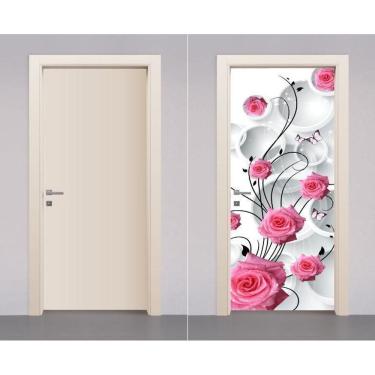 Imagem de Adesivo Envelopamento Decorativo De Porta Rosas Flores