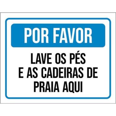 Imagem de Kit 3 Placas Sinalização - Lave Pés Cadeiras Praia Aqui