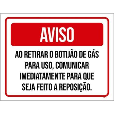 Imagem de Kit 5 Placas Aviso Retirar Botijão Gás Comunicar