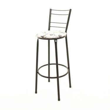 Imagem de Banqueta Banco Alto Balcão Cozinha 4 Arames - ESPAÇO JUNCO, Branco Flo