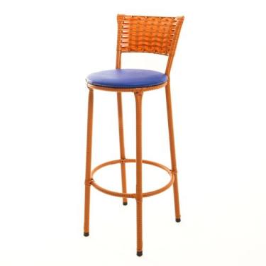 Imagem de Banqueta Alta Encapada Junco IMBUIA Area de Lazer Cozinha Balcão - ESP