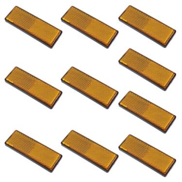 Imagem de Meprotal 10 refletores retangulares de plástico laranja de 8,7 cm 87 mm para caixa de correio, motobikes, trailers, caminhões, barcos, SUV's, trailers