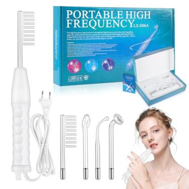 Imagem de Aparelho Alta Frequência Estética Portátil, Aparelho de Alta Frequência Facial e Capilar com 4 Eletrodos, Kit de Alta Frequência para Tratamentos Faciais e Capilares