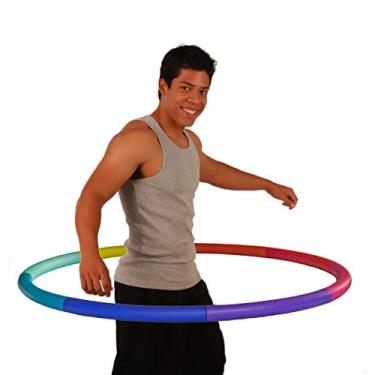 Imagem de Argola pesada para esportes, acabamento de perda de peso 4B – 1,8 kg (101 cm de largura) grande, peso para exercícios de musculação Hula Hoop sem bordas onduladas (arco-íris)