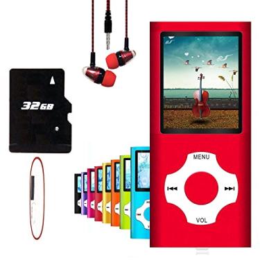 Imagem de Leitor de MP3/MP4, reprodutor de música MP3 Hotechs com cartão SD de 32 GB de memória, tela LCD digital clássica, tela mini porta USB com rádio FM, gravação de voz
