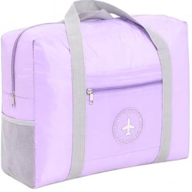 Imagem de Theodore Shop Bolsa Sacola Dobrável Grande de Nylon - Ideal para Viagem, Academia, Escola ou Passeios – Dobrável e Compacta (Lilas)