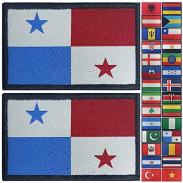 Imagem de JBCD Pacote com 2 emblemas da bandeira do Panamá, emblema tático do orgulho para roupas, chapéu, equipe militar