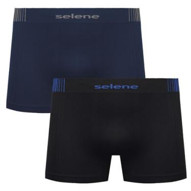 Imagem de Kit 2 Cueca Boxer Selene Infantil para Dia a Dia Microfibra, Preto e m