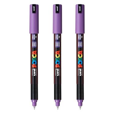 Imagem de posca Marcadores de tinta à base de água PC-1MR, ponta extrafina (0,7 mm), violeta, 3 unidades