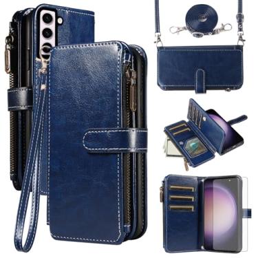 Imagem de Asuwish Capa de celular para Samsung Galaxy S23 5G com protetor de tela de vidro temperado e cordão com zíper, porta-cartões, suporte para cartão, acessórios para celular S 23 23S GS23 G5 SM-S911U 6,1