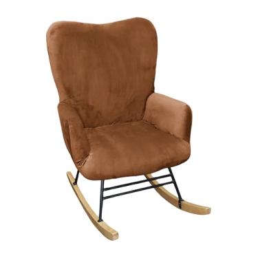 Imagem de CRFATOP 1 capa para cadeira de balanço de berçário de veludo, capa de poltrona estofada para banquete, poltrona elástica, protetor de móveis para sala de estar, quarto, escritórios, caramelo