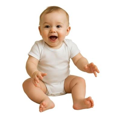 Imagem de Body Bebê Ribana Liso Branca Manga Curta para Bebê - Baby Da Moda