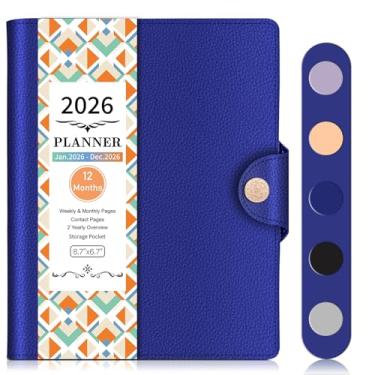 Imagem de Agenda semanal, mensal e diária 2026 de janeiro de 2026 a dezembro de 2026, planejador de capa de couro PU, organizador de planejamento de agenda acadêmica com papel grosso de 100 g/m2, tamanho A5