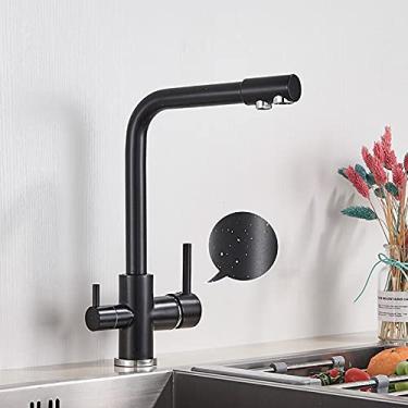 Imagem de RAUGAJ Torneiras, filtro de água torneira de cozinha preta torneira de água potável característica de purificação de água torneiras para misturador de pia de cozinha guindastes/preto com ponto