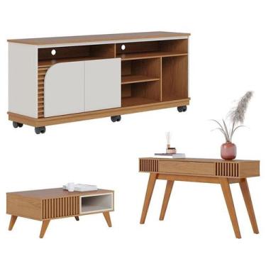 Imagem de Rack Bancada Jurerê 1.5 com Mesa de Centro Jeri Freijó Off White Matte