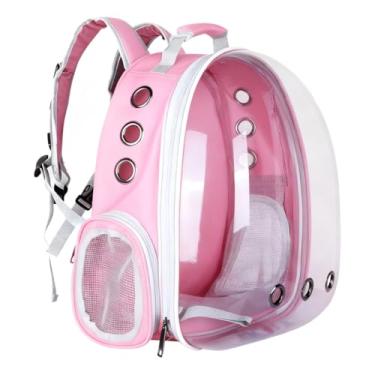 Imagem de Mochila para Cachorros e Gatos Visão Panorâmica Astronauta Caixa de Transporte Para Viagens Curtas Em Carro Bolsa Pet Leve E Resistente (rosa)